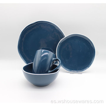 Stonware de porcelana Set de cena de esmalte irregular